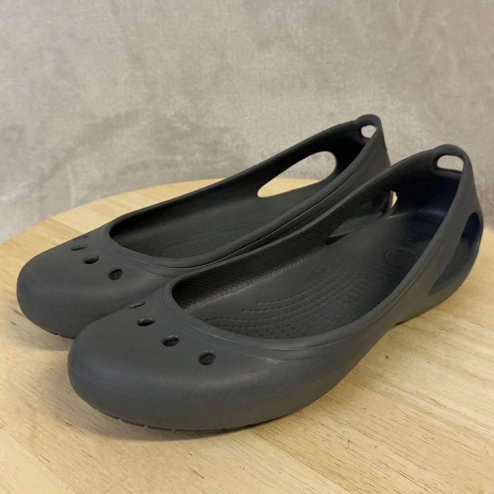 Crocs Kadee Flats Womens 9 Dark Gray Charcoal Ballet Slip On Comfort Shoes